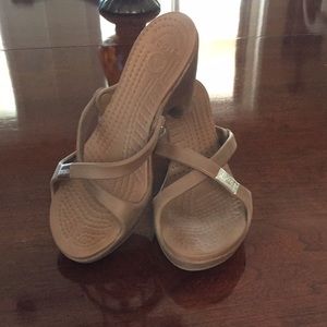 Crocs wedge slip on sandals